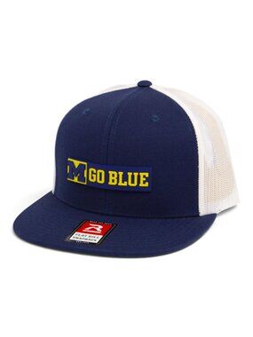 Michigan Wolverines GO BLUE 3D Wool Blend Flat Bill Hat- Navy/ White